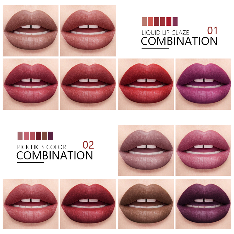 Lipstick Set 6pcs Matte Velvety Liquid Lipstick Matte Lip gloss Lip ...