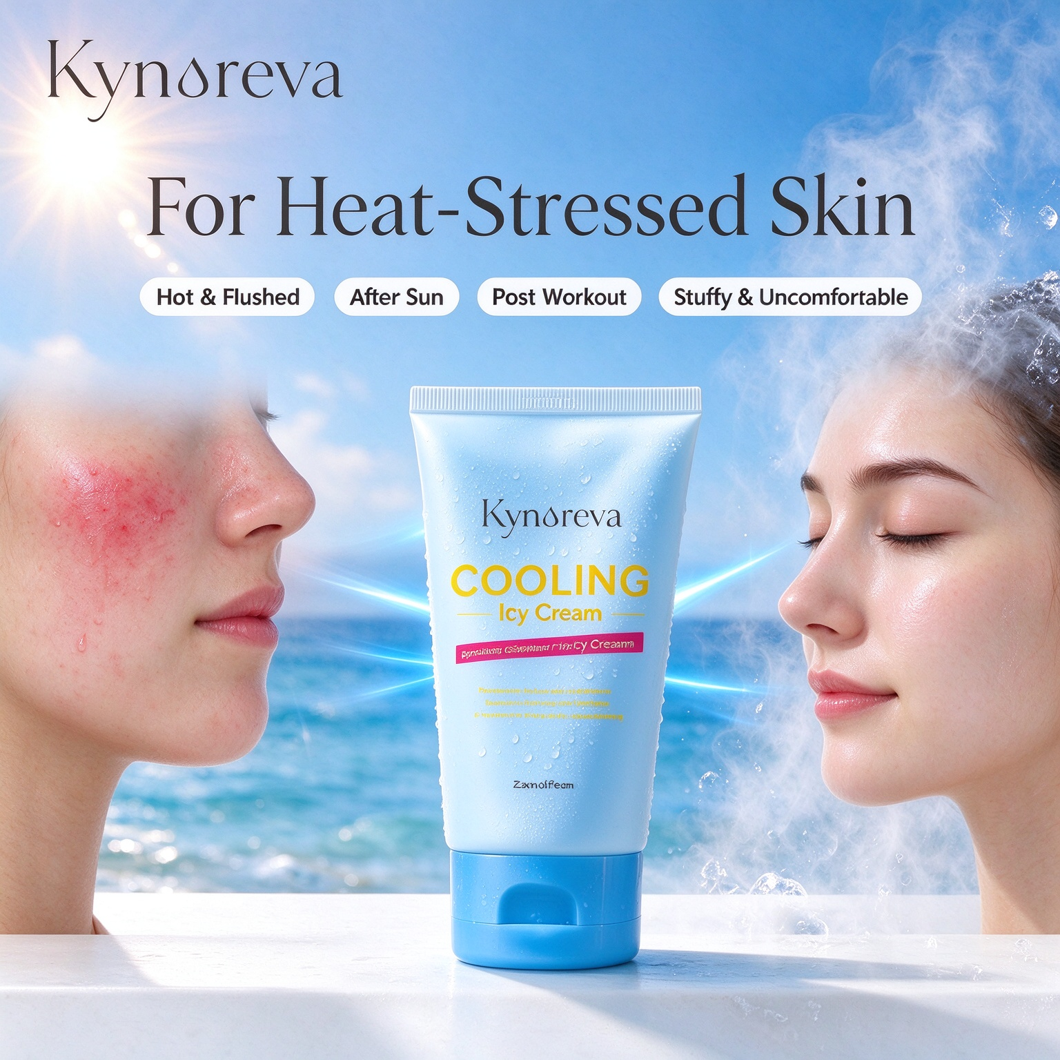 Cooling Icy Cream, Instant Cooling Soothing Cream for Heat-Stressed Skin, Barrier Repair & Hydrating After Sun, Post-Workout Calming Facial Cream 150g - Image 5