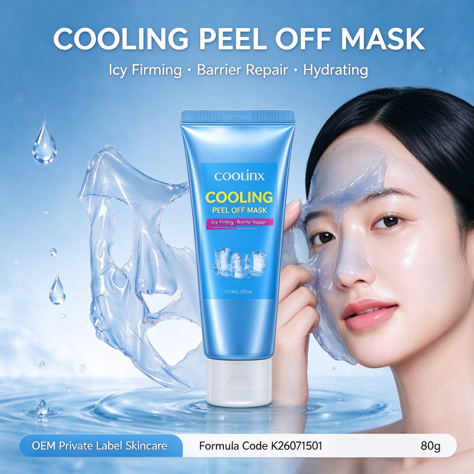 Custom Private Label Cooling Peel Off Mask | Icy Firming Mask for Heat Damage Repair, Hydrating, Brightening, OEM Custom Skincare